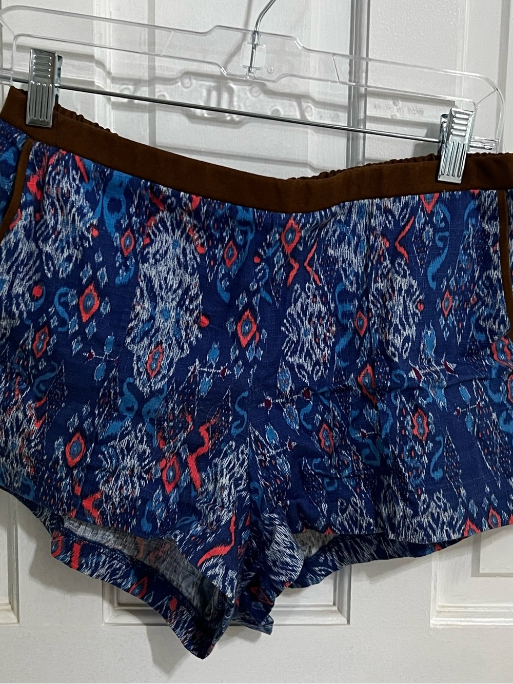 Dolce Vita Blue Patterned Bike Shorts with Brown Waistband
